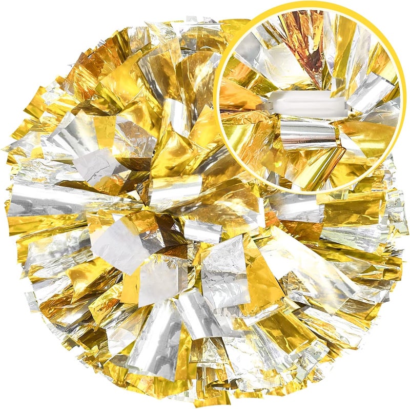 HOLENGS 4Pcs Upgraded 12inch Metallic Cheerleading Pom Poms, Cheerleader Pompoms Cheer Poms for Kids Adults, Cheering Squad Pompoms for School Sports Games Dance Party - Image 5